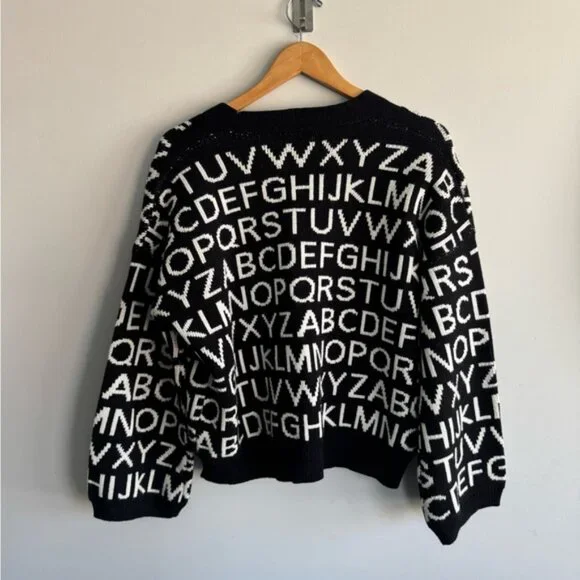 Fashion nova medium Trendy Black and White Lettered Cardigan - Picture 8 of 13